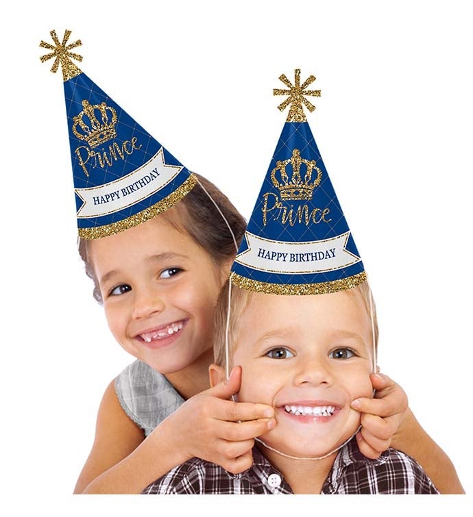 Royal Prince Charming   Cone Happy Birthday Party Hats 8 Ct  standard Size