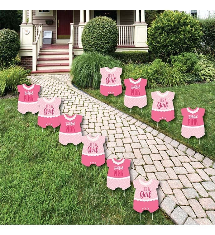 It's A Girl   Baby Bodysuit Lawn Decor Outdoor Baby Shower Yard Decor 10 Pc