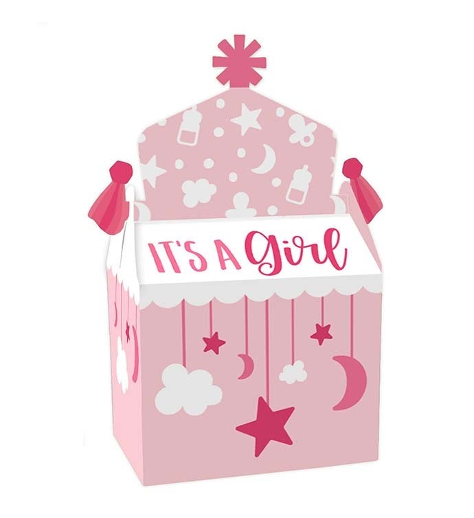 It's A Girl   Treat Box Party Favors   Pink Baby Shower Gable Boxes 12 Ct