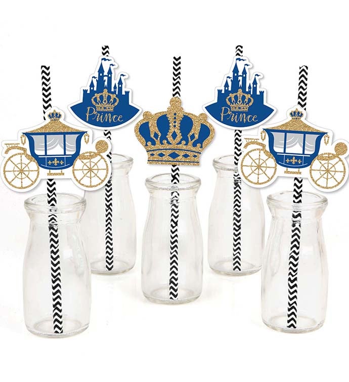 Royal Prince Charming   Paper Straw Decor   Party Striped Straws   24 Ct