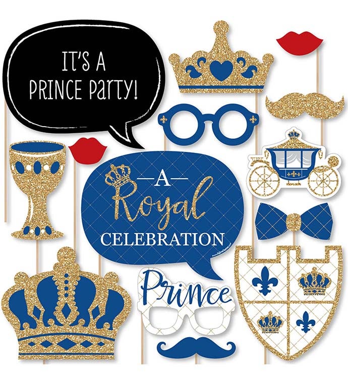 Royal Prince Charming   Baby Shower Or Birthday Photo Booth Props Kit 20 Ct