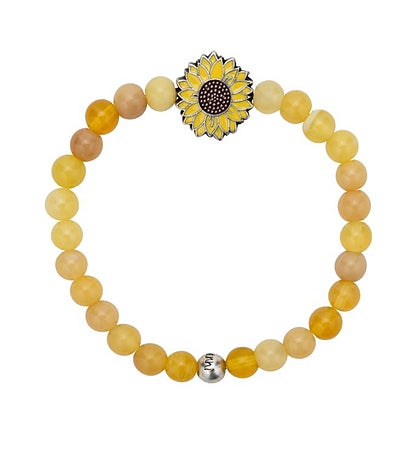 Luca + Danni Sunflower Stretch Bracelet With Crazy Lace Agate Beads