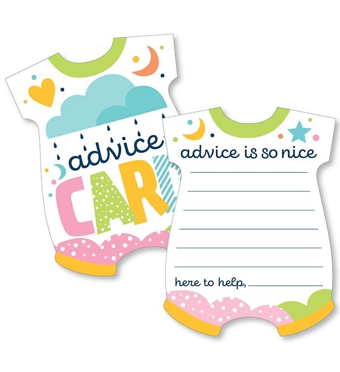 Colorful Baby Shower   Wish Card Activity   Shaped Advice Cards Game 20 Ct