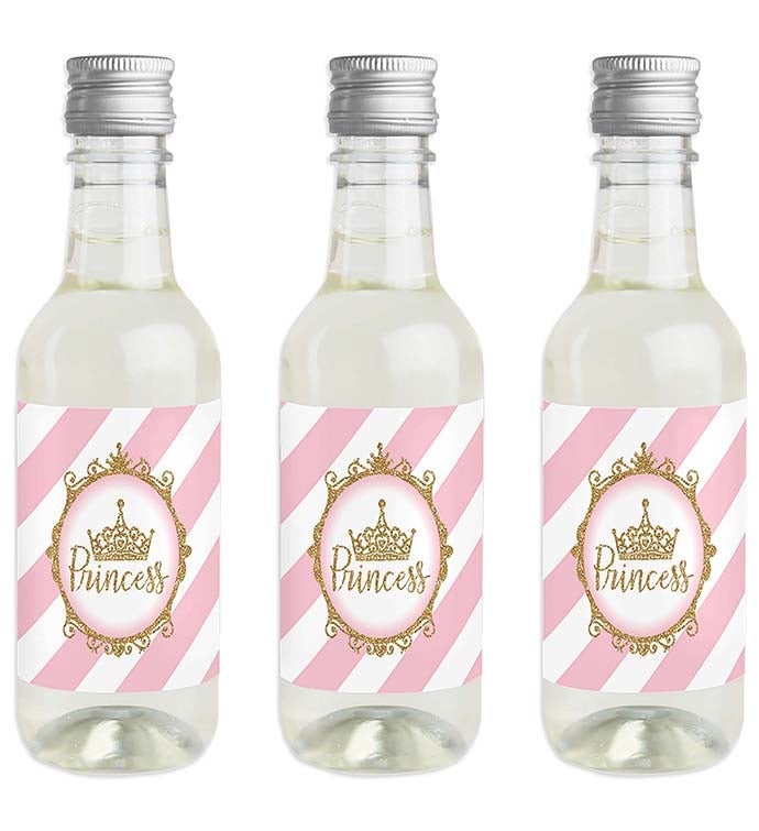 Little Princess Crown   Mini Wine Bottle Label Stickers   Party Favor 16 Ct