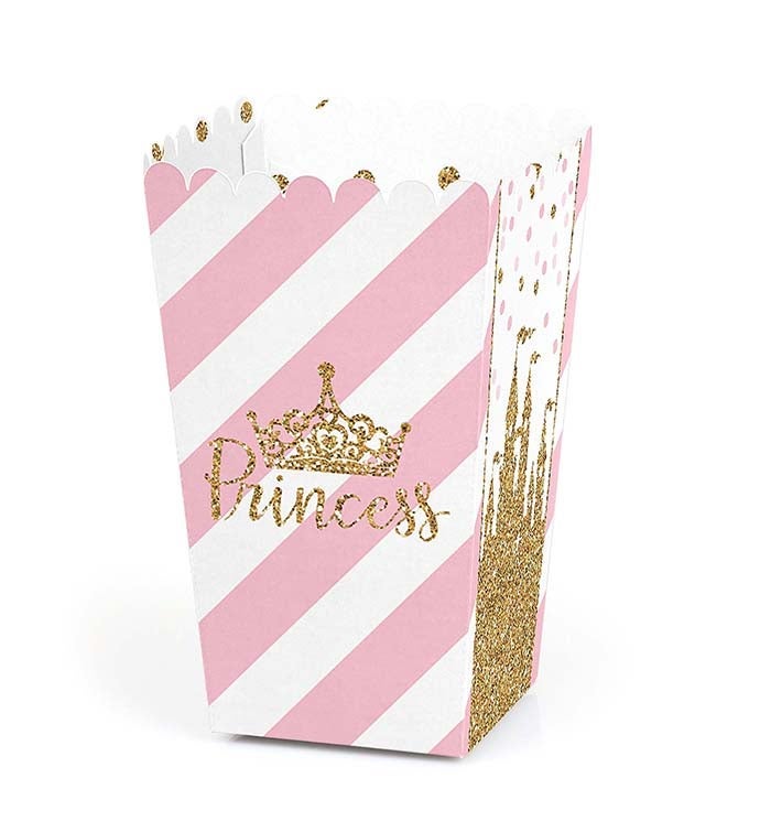 Little Princess Crown Baby Shower Popcorn Treat Boxes