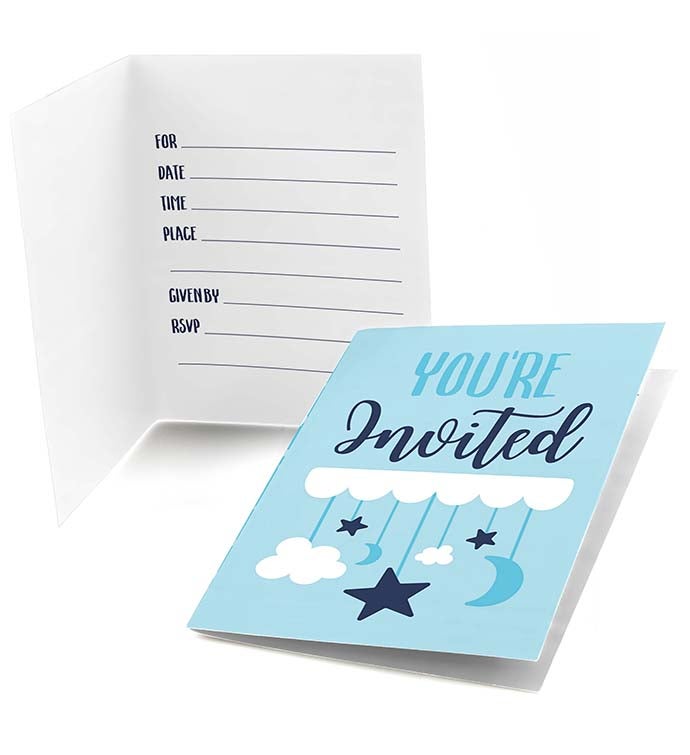It's A Boy   Fill In Blue Baby Shower Invitations  8 Count