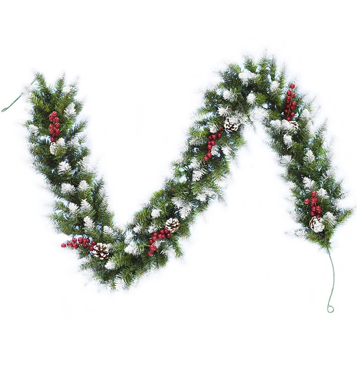 6' Snow Flocked Garland With Pine Cones & Berry Clusters