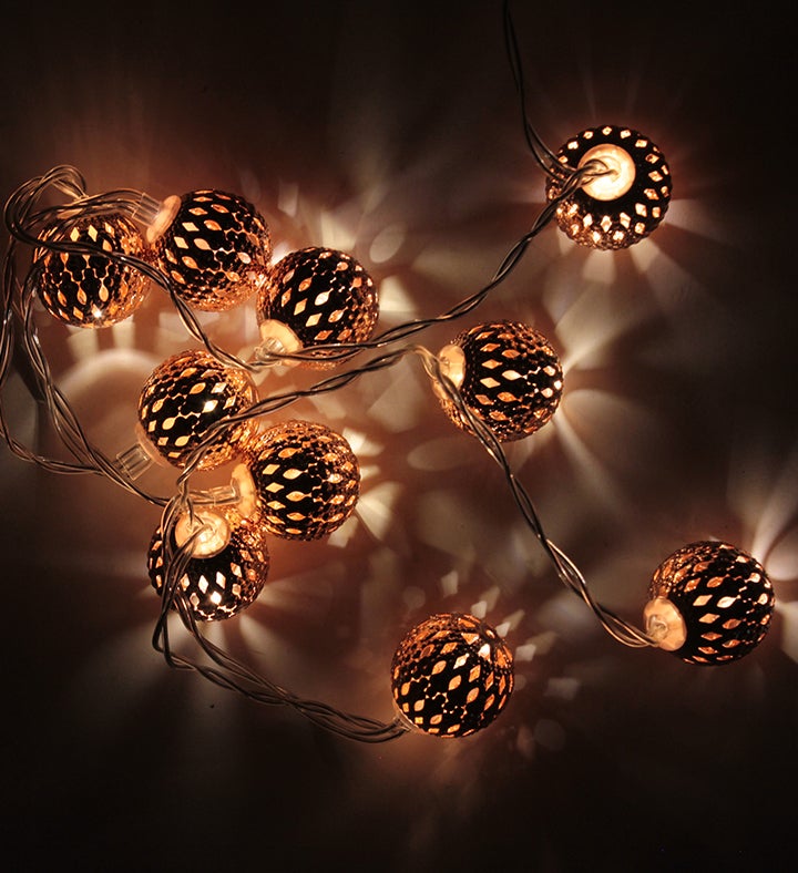 Rose Gold Moroccan Ball String Lights   Battery Operated
