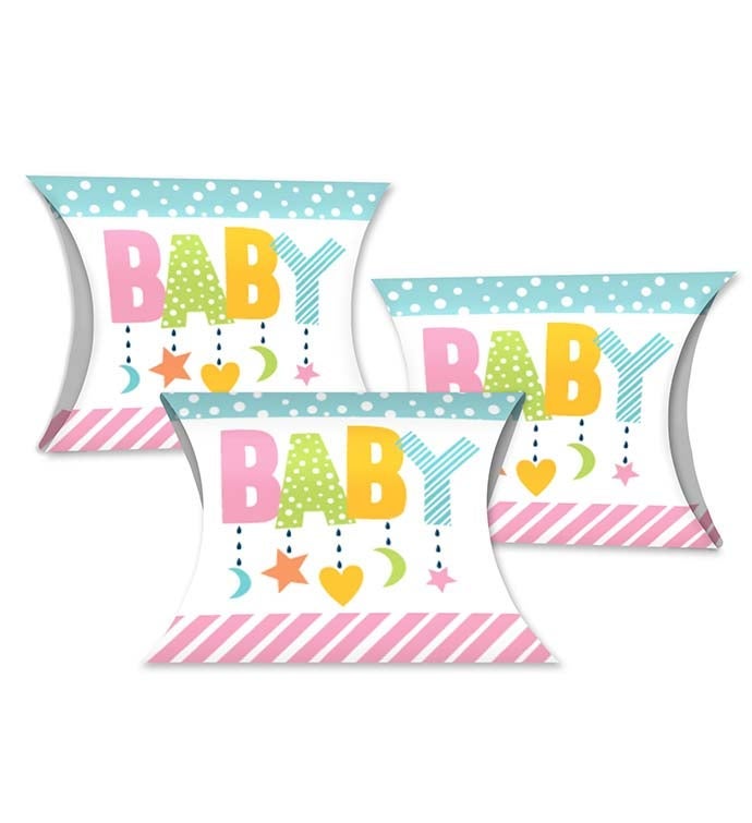 Colorful Baby Shower   Favor Gift Boxes   Party Petite Pillow Boxes 20 Ct