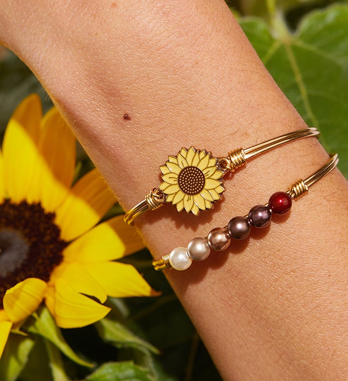 Yellow Sunflower Bangle Bracelet