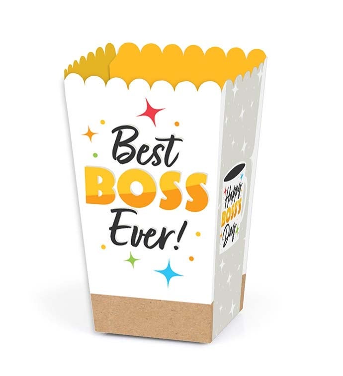 Happy Boss's Day   Best Boss Ever Favor Popcorn Treat Boxes   Set Of 12