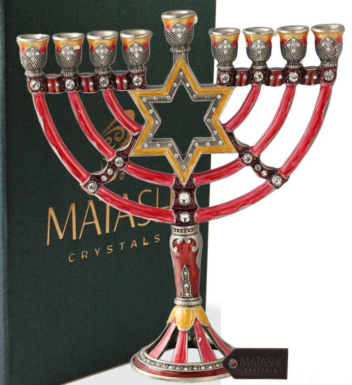 Matashi Hand Painted Enamel Menorah Candelabra