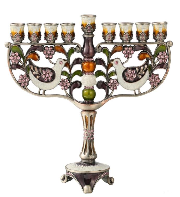 Matashi Hand Painted Enamel Menorah Candelabra