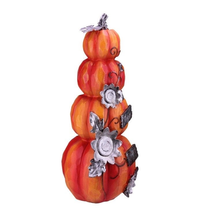 18.25” Stacked Pumpkins 'happy Harvest' Fall Outdoor Decoration