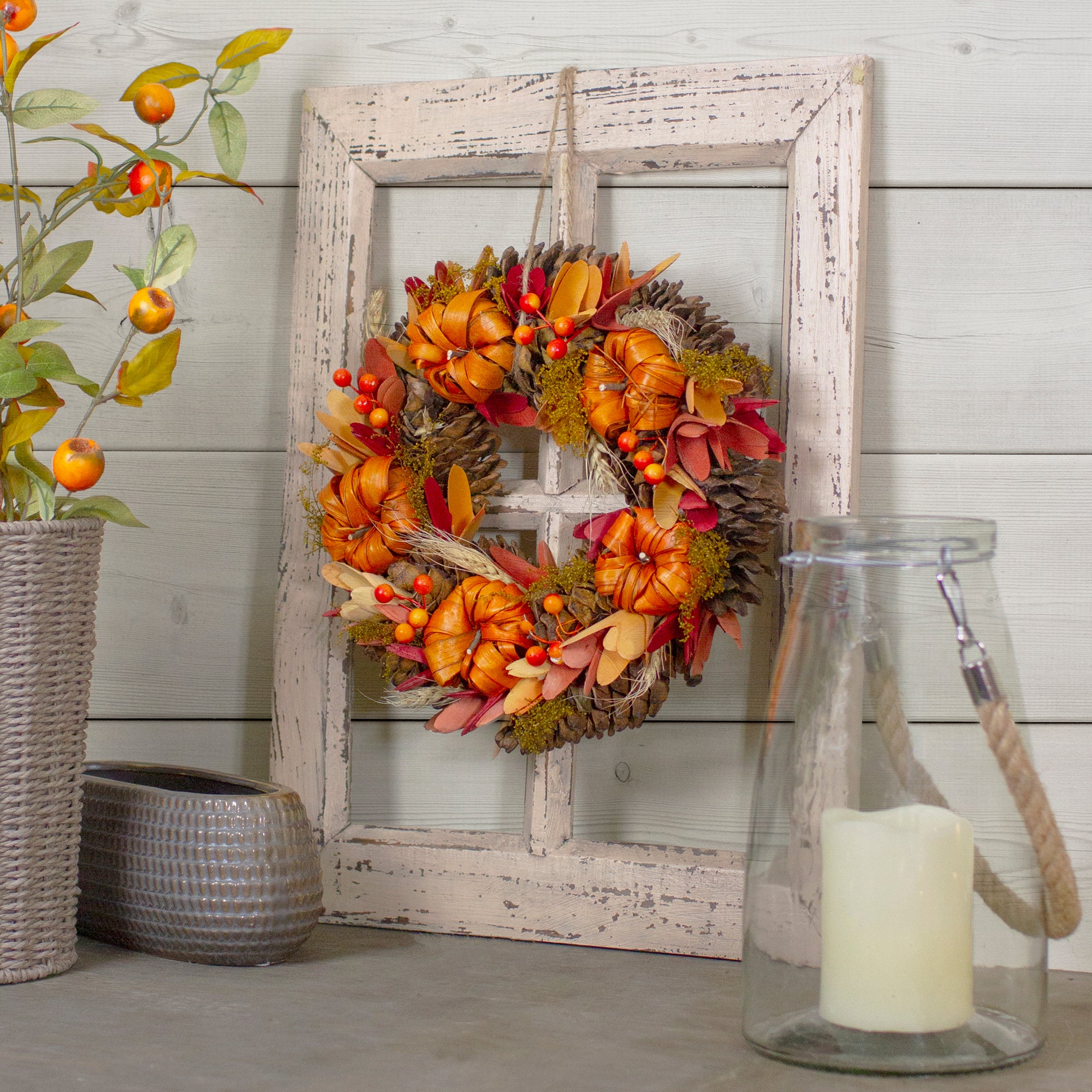 Orange Pumpkins And Berries Autumn Harvest Wreath