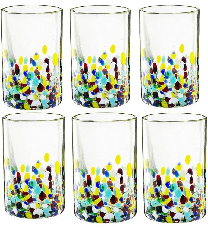 Hand Blown Mexican Drinking Glasses And Pitcher – Set Of 6