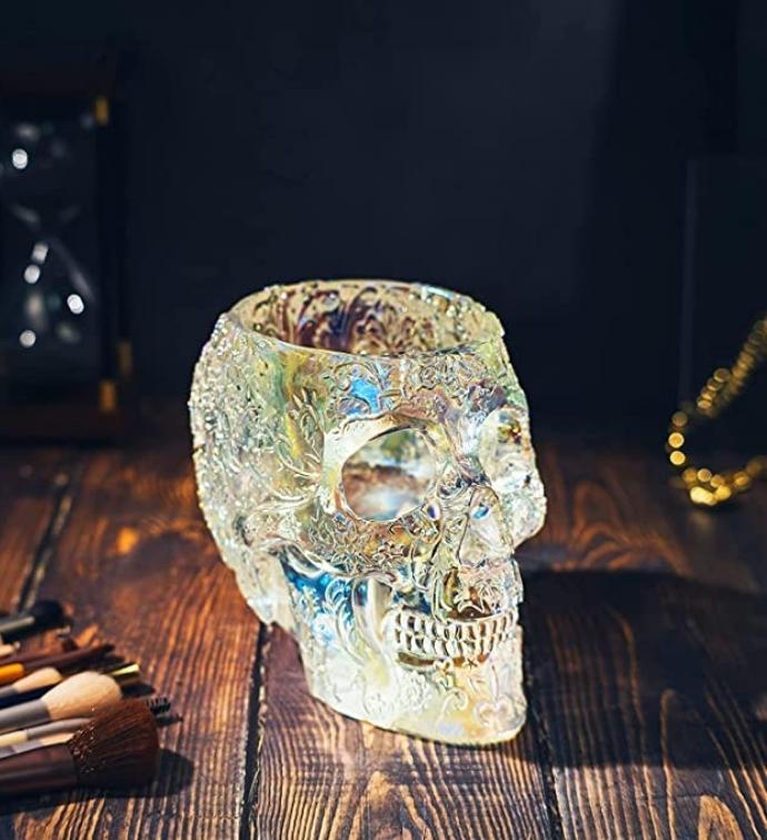 Extra Large Resin Skull Makeup Brush Holder