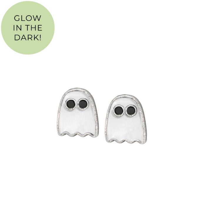 Luca + Danni Glow In The Dark Ghost Stud Earrings Silver