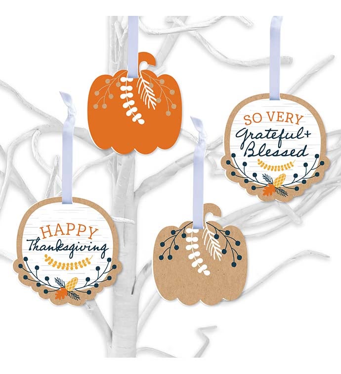 Happy Thanksgiving   Fall Harvest Decorations   Tree Ornaments   12 Ct