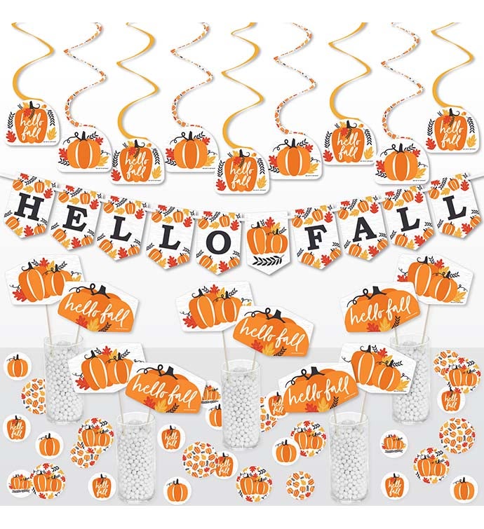 Fall Pumpkin   Halloween Or Thanksgiving   Decor Galore Party Pack   51 Pc