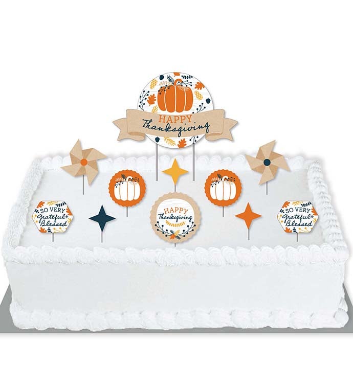 Happy Thanksgiving   Fall Cake Decorating Kit   Cake Topper Set   11 Pc