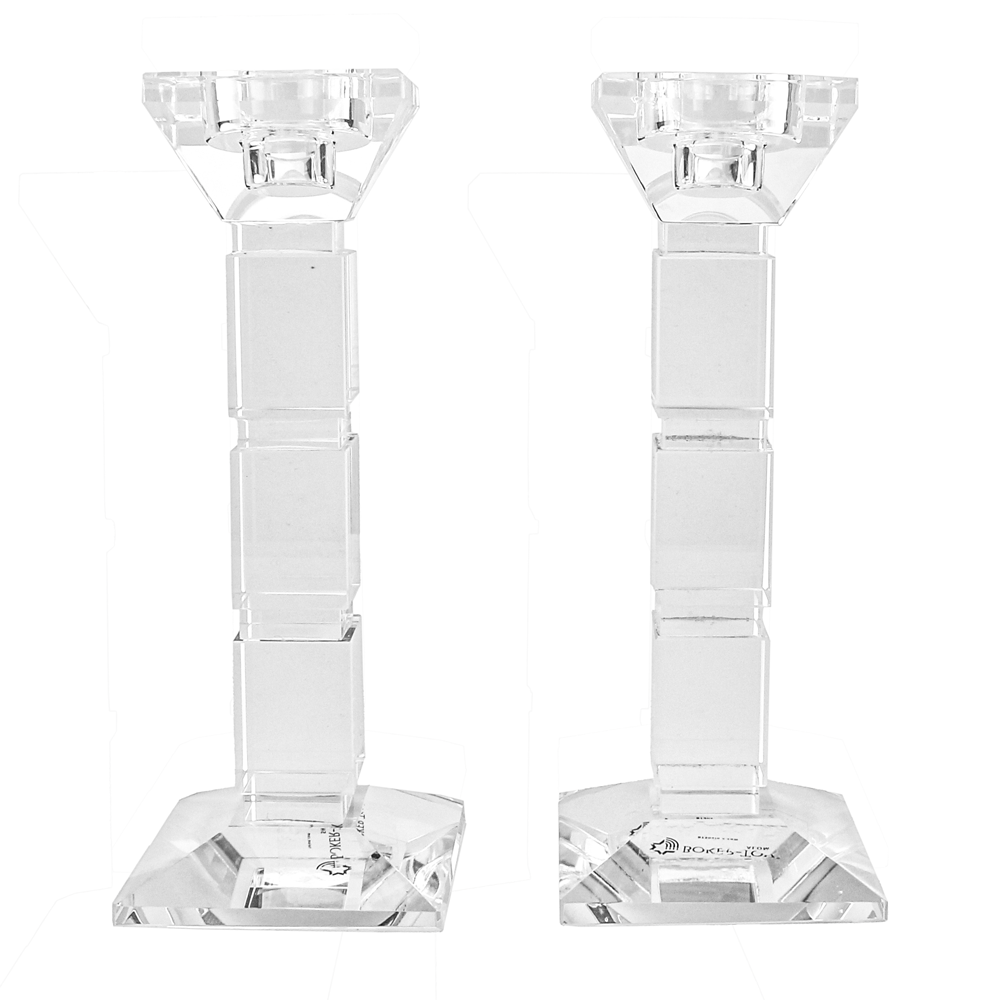 Crystal Candlesticks With Square Design Set Of Two