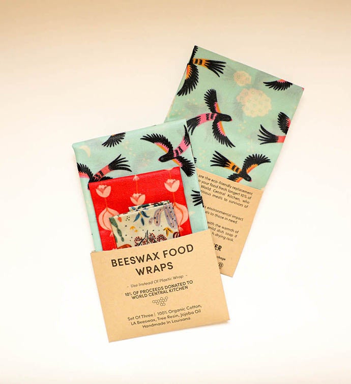 Beeswax Food Wraps   Songbirds Set, Organic, World Central Kitchen