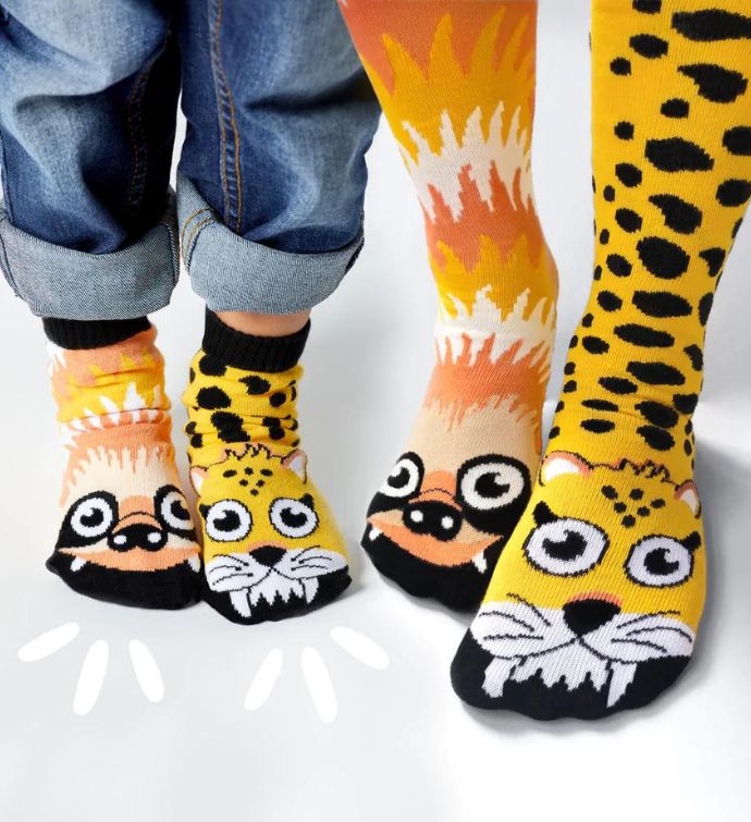 Sloth & Cheetah Pals Socks   Mismatchy Set  2 Pairs!