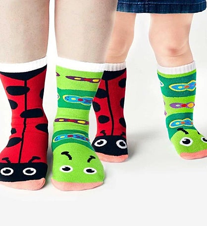 Ladybug & Caterpillar Pals Socks - Mismatchy Set (2 Pairs!)