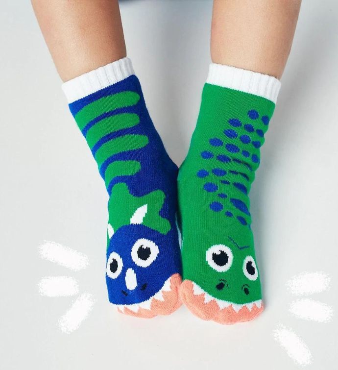 T-rex & Triceratops Pals Socks - Mismatchy Set (2 Pairs!)