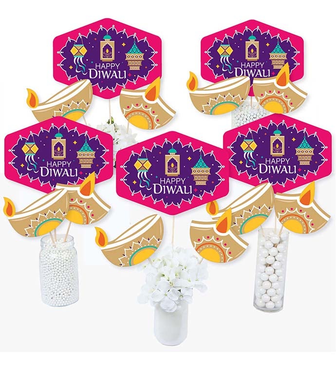Happy Diwali   Festival Of Lights Centerpiece Sticks   Table Toppers 15 Ct