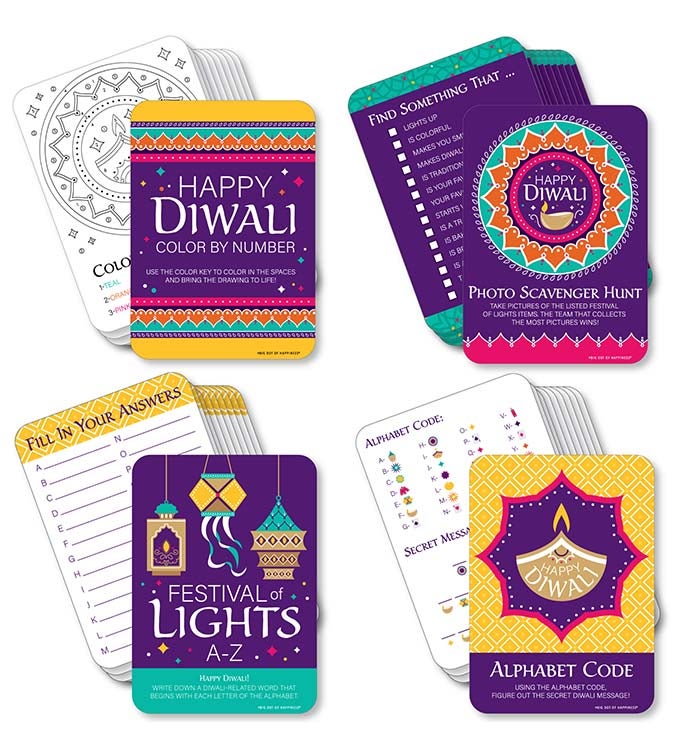 Happy Diwali   4 Festival Of Lights Games   10 Cards Each Gamerific Bundle