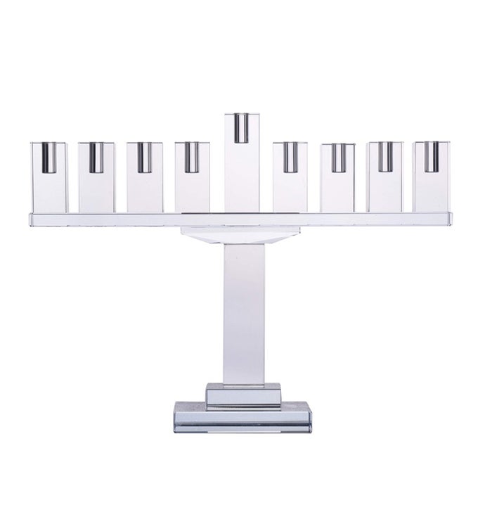 Clear Crystal Symmetrical Designed Menorah For Hanukkah Candles