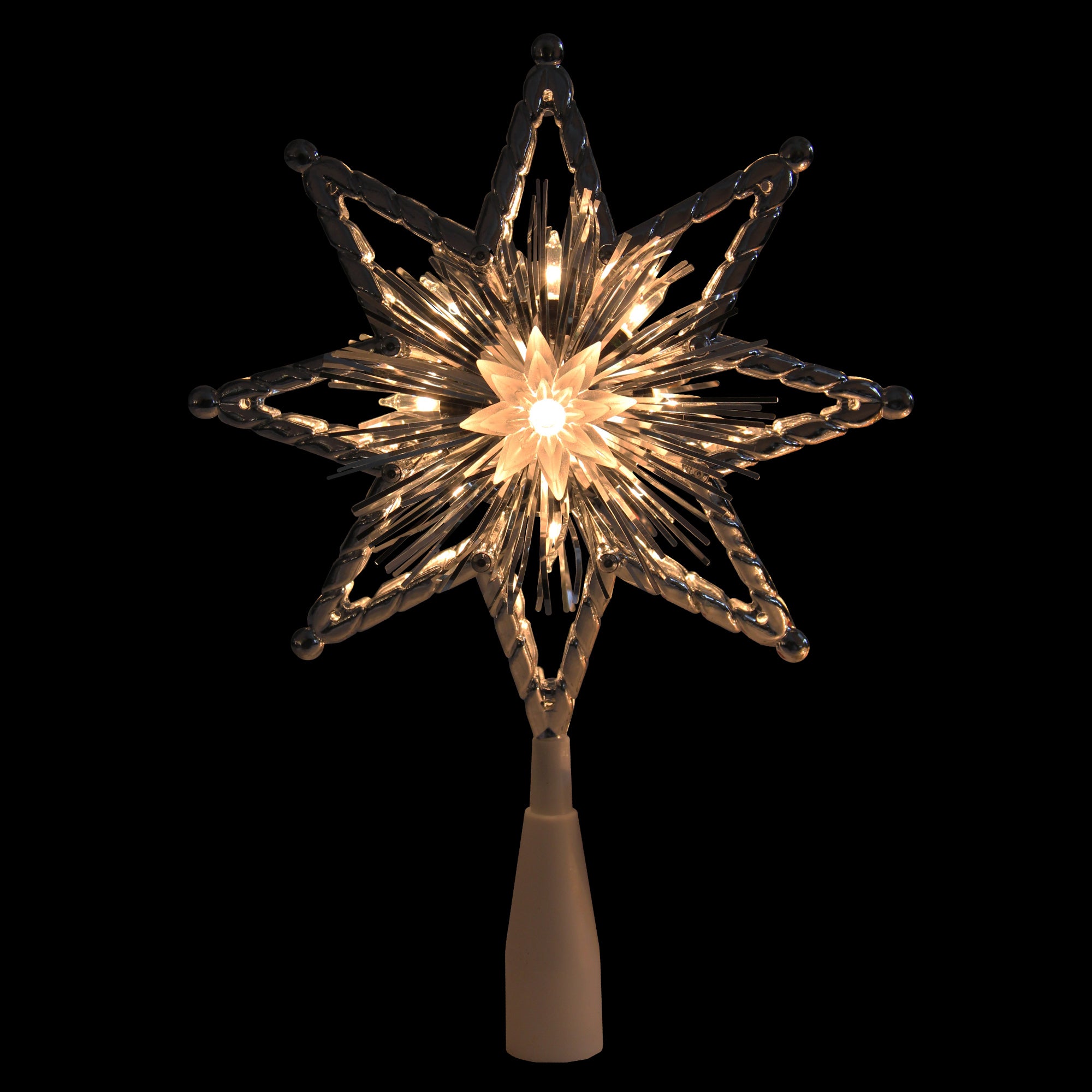 8" Silver Lighted Star Christmas Tree Topper - Clear Lights