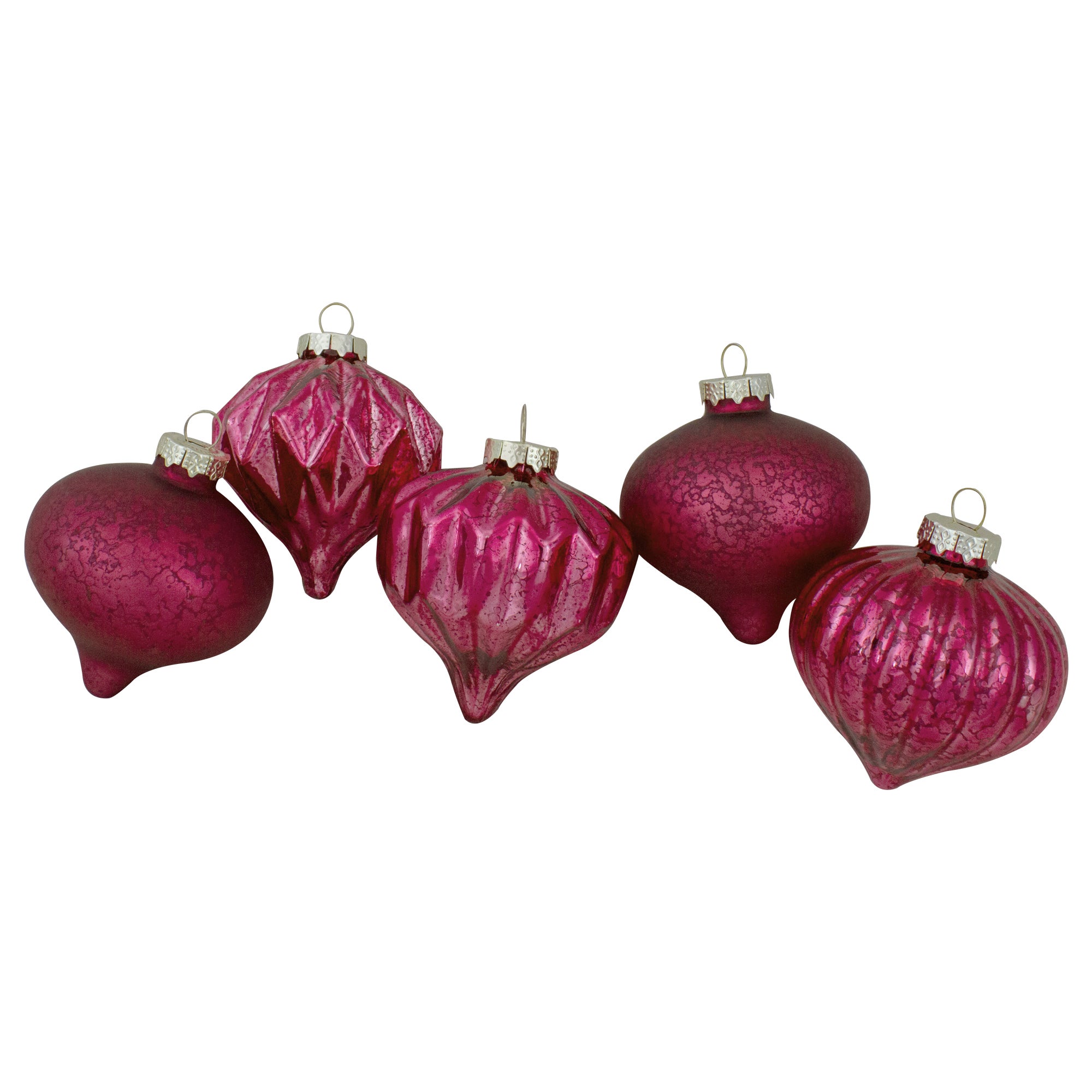 12ct Pink Mercury Glass Style Glass Christmas Ornament Set 3"