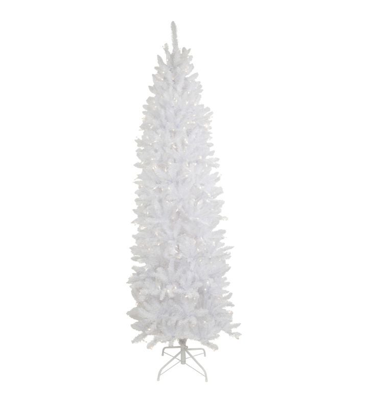 7.5' Pre lit White Pine Pencil Artificial Christmas Tree
