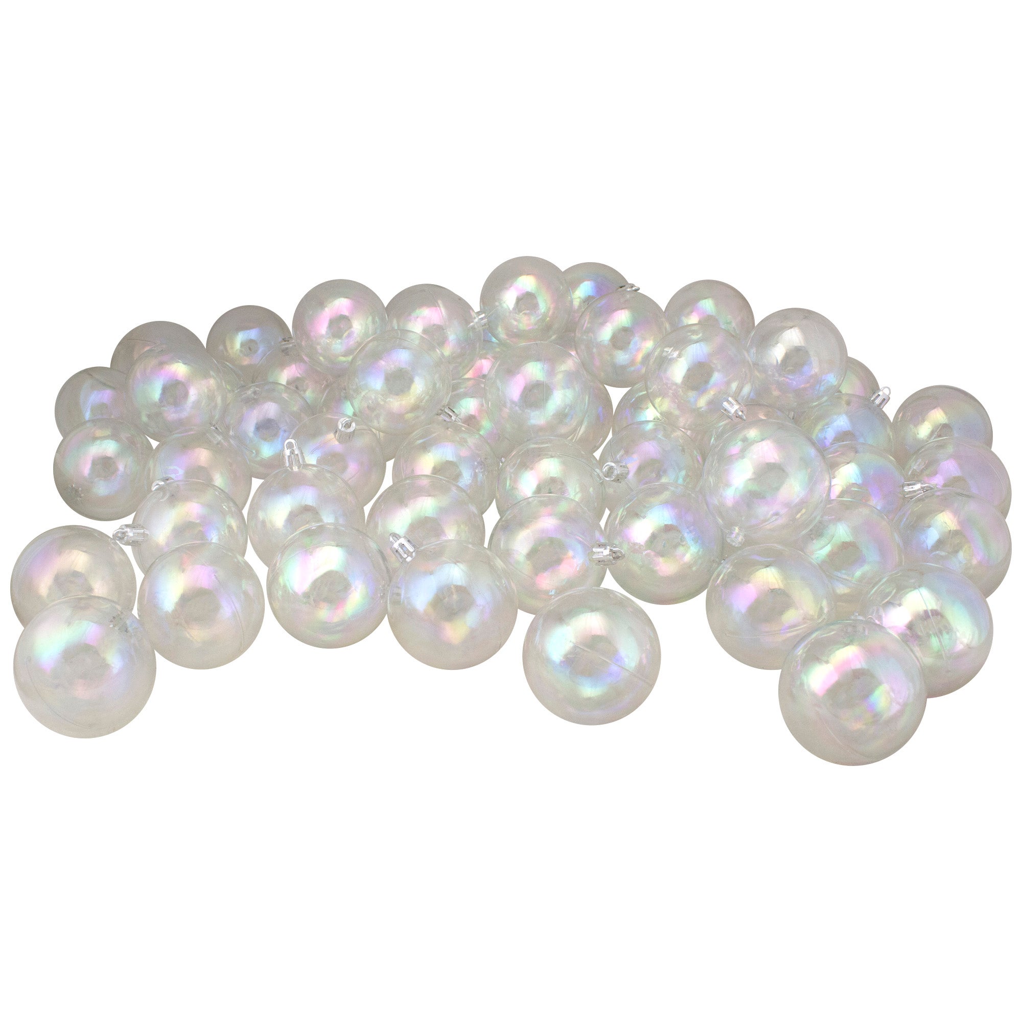 60ct Clear Iridescent Shatterproof Shiny Christmas Ball Ornaments 2.5"