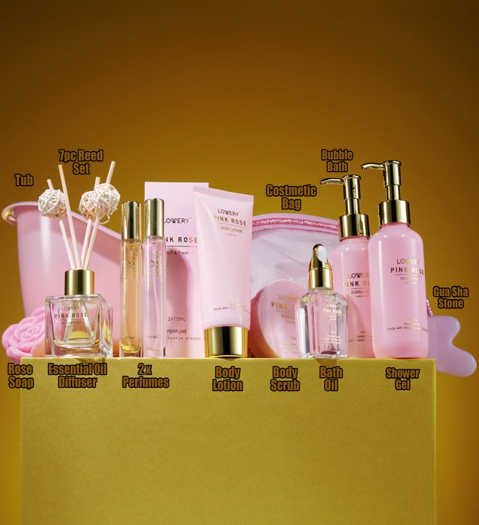 Luxe Pink Rose Bath and Body Set