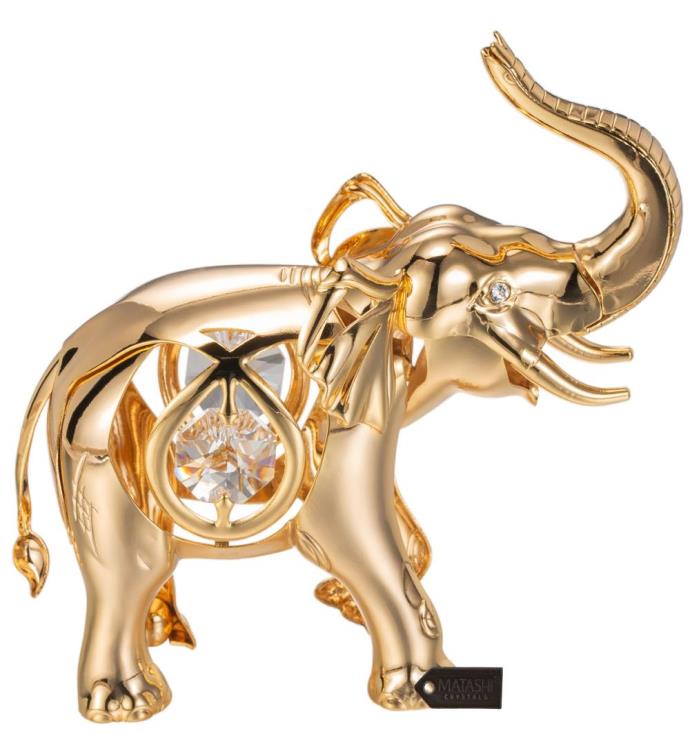 Matashi 24k Gold Plated Crystal Studded Elephant Ornament