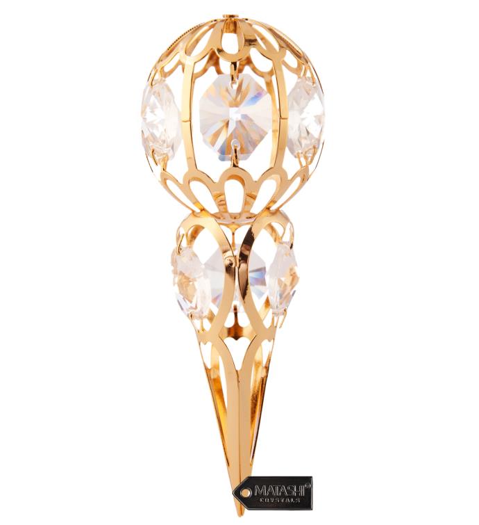 Matashi 24k Gold Plated Crystal Studded Icicle Hanging Ornament