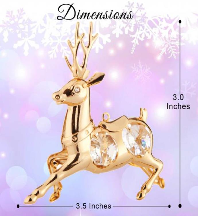 Matashi 24k Gold Plated Crystal Studded Reindeer Ornament