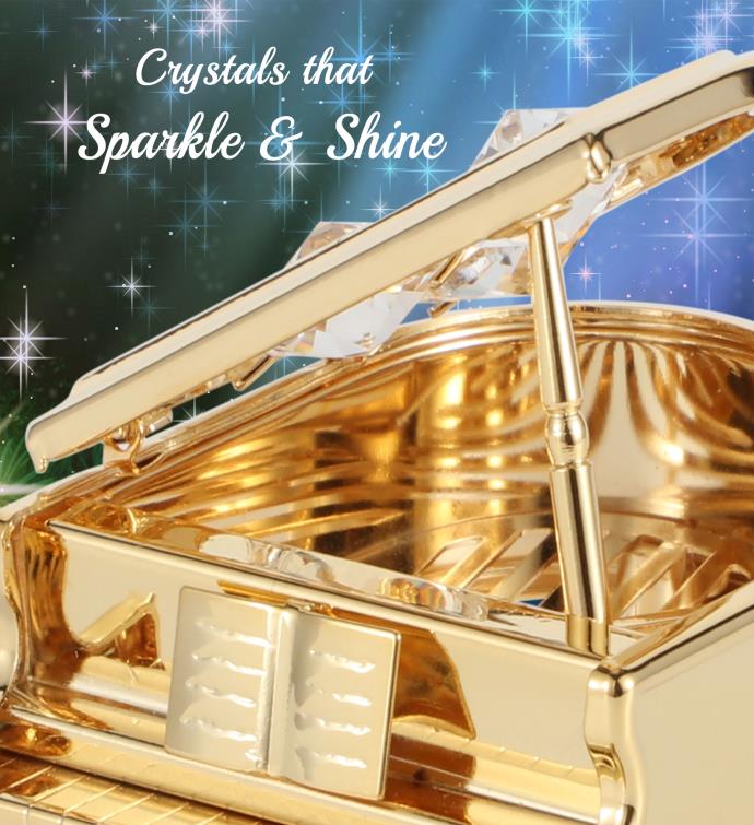 Matashi 24k Gold Plated Crystal Studded Grand Piano Ornament