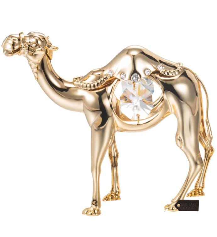 Matashi 24k Gold Plated Crystal Studded Camel Ornament