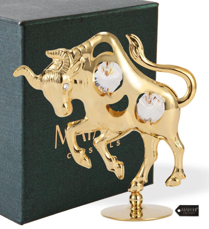 Matashi 24k Gold Plated Crystal Studded Ox/bull Figurine Ornament