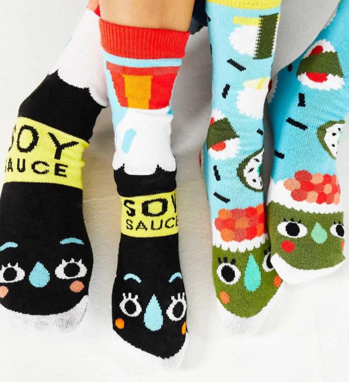 Sushi & Soy Sauce Pals Socks   Mismatchy Set  2 Pairs!