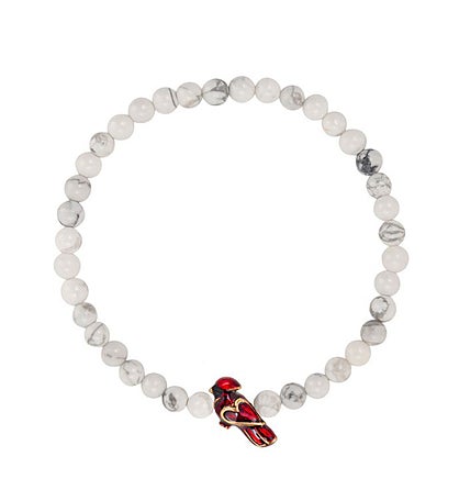 Luca + Danni Red Cardinal Stretch With White Howlite Beads
