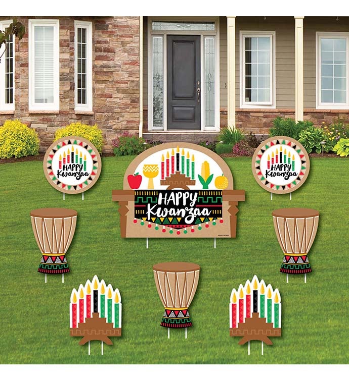 Happy Kwanzaa   Outdoor Lawn Decor   Party Holiday Yard Signs   Set Of 8