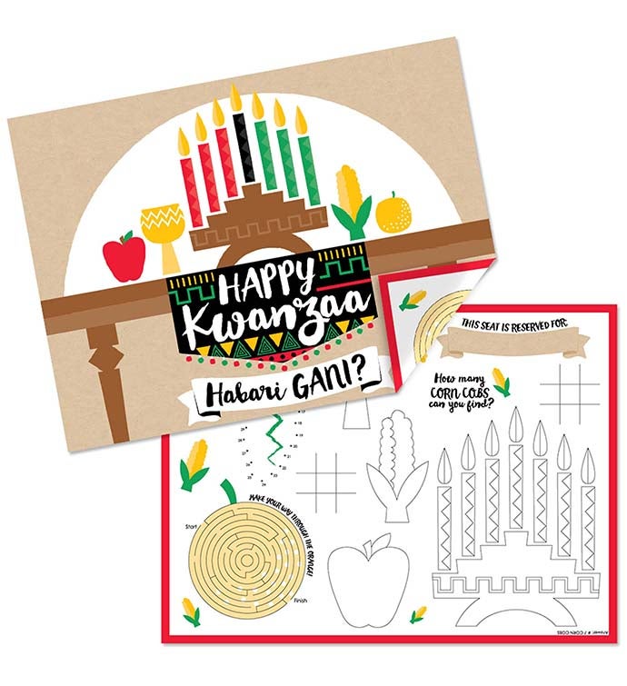 Happy Kwanzaa   Paper Coloring Sheets   Activity Placemats   Set Of 16