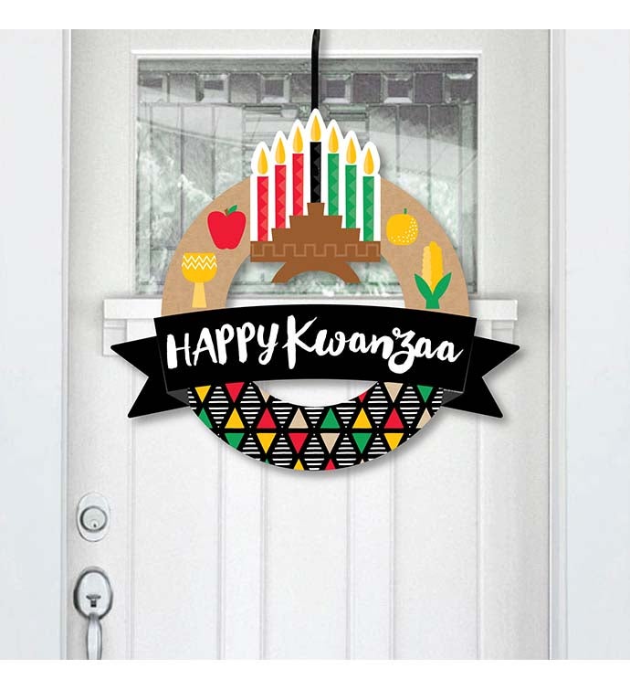 Happy Kwanzaa   Outdoor Heritage Holiday Party Decor   Front Door Wreath