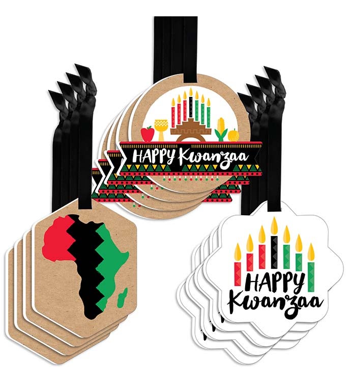 Happy Kwanzaa   Assorted Party Favor Tags   Gift Tag Toppers   Set Of 12